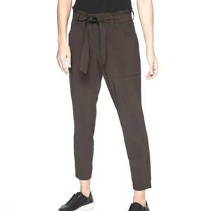 Athleta Skyline Paper Bag Pants Tapered Olive Green
